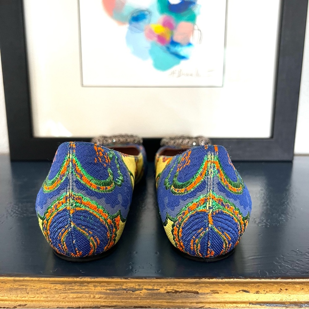 Gucci Dionysus Floral Brocade Ballet Flats In Lime - Size 36 1/2 - Picture 7 of 15